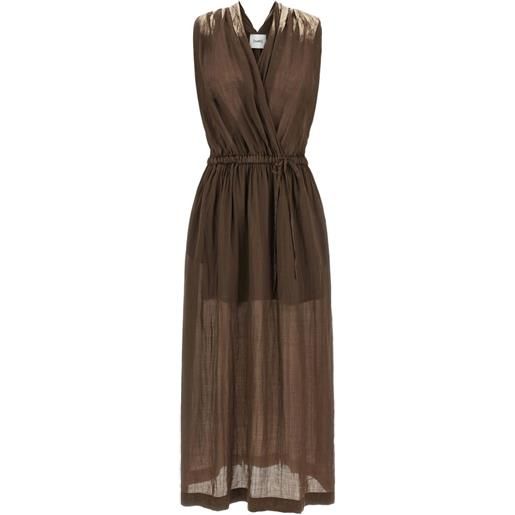 Nude abito con stampa e scollo a v - marrone
