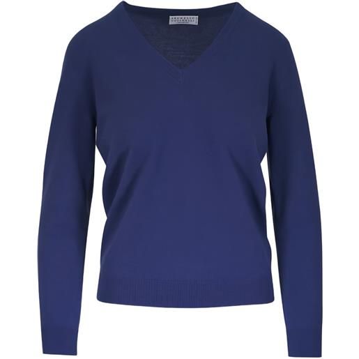 Brunello Cucinelli t-shirt con scollo a v - blu