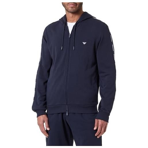 Emporio armani felpa spugna con cappuccio zip uomo blu l
