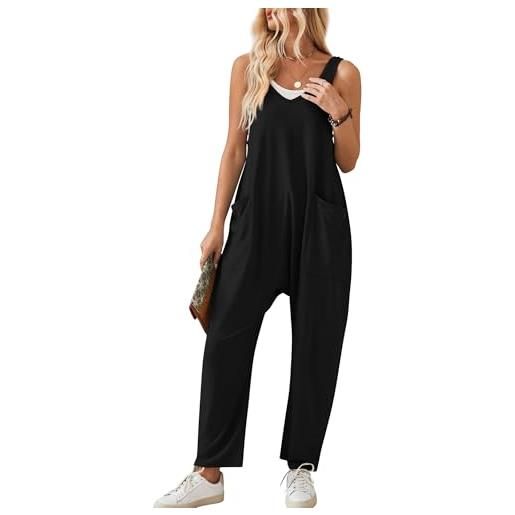Panegy salopette in cotone lino per donna con tasche gamba larga pantaloni pettorina donna tuta casual baggy tuta senza maniche tuta con spalline playsuits marrone m