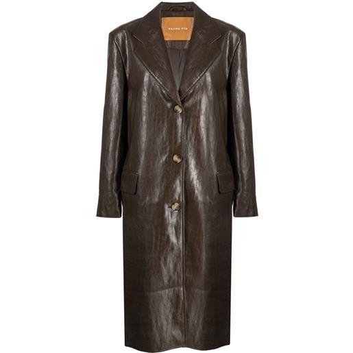 Rejina Pyo cappotto kara in finta pelle - marrone