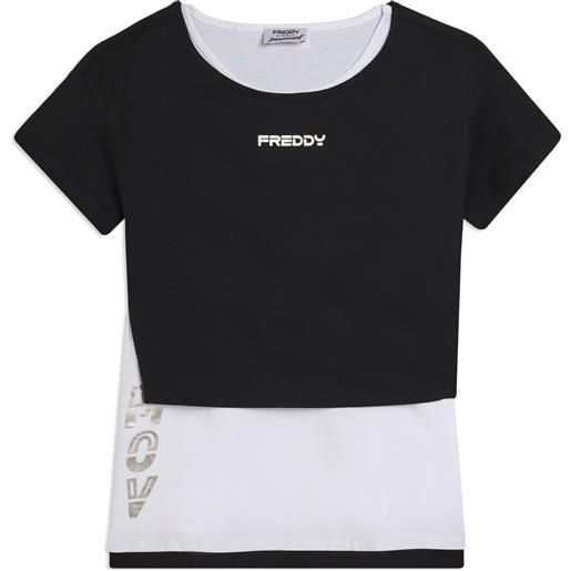 Freddy completo t-shirt cropped e canotta con stampa perlata