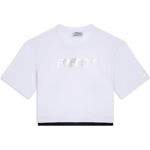 Freddy t-shirt cropped con inserto a contrasto e logo perlato