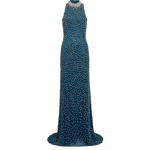Jenny Packham abito lungo a collo alto - blu