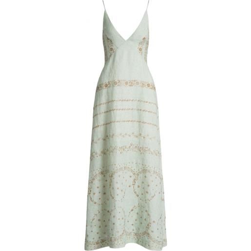 Alberta Ferretti abito corto con scollo a v e stampa floreale - verde