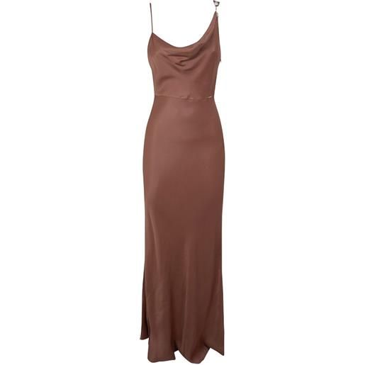 TWINSET abito con scollo drappeggiato - marrone