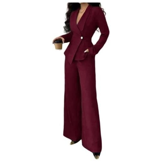 ORANDESIGNE tailleur donna elegante curvy tailleur pantaloni e giacca 2 pezzi ufficio completo due pezzi set cerimonia feste matrimonio a blu navy xxl