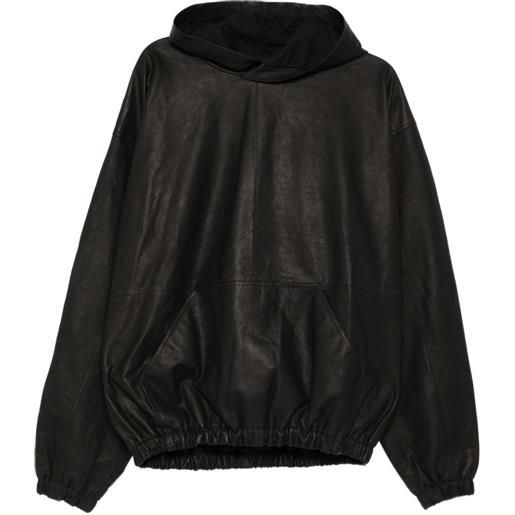 A Diciannoveventitre felpa in pelle con cappuccio - nero