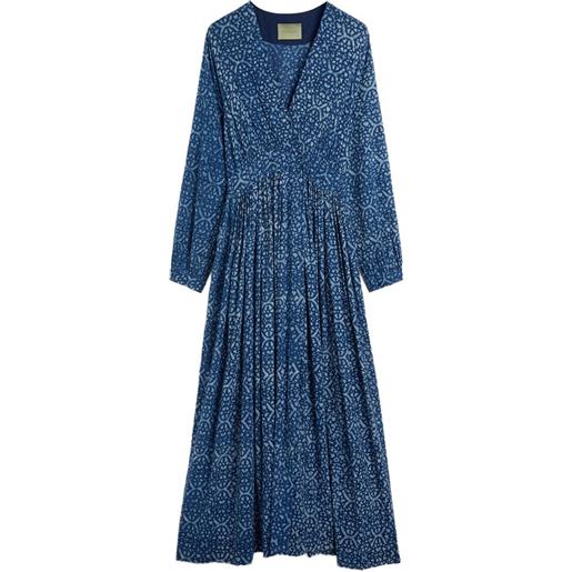 MOMONÌ abito stampato con scollo a v - blu