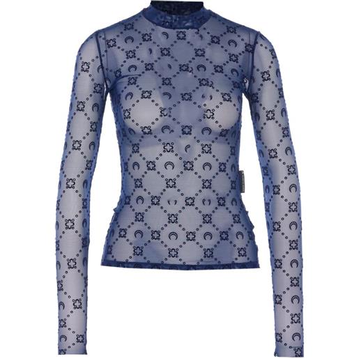 Marine Serre top con monogramma - blu