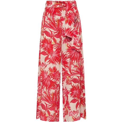 MALIPARMI pantaloni a palazzo con stampa a fiori - rosso