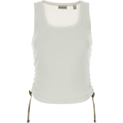 Burberry top a coste con coulisse - bianco