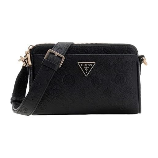 Guess MILANO DOUBLE ZIP - Borsa a tracolla - dark black/nero
