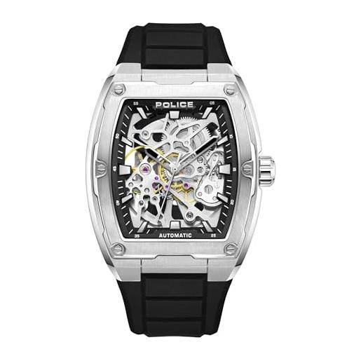 Orologio Uomo Police PEWJF0022501 Al Quarzo, Cassa In Acciaio, Cinturino In Pelle Nera