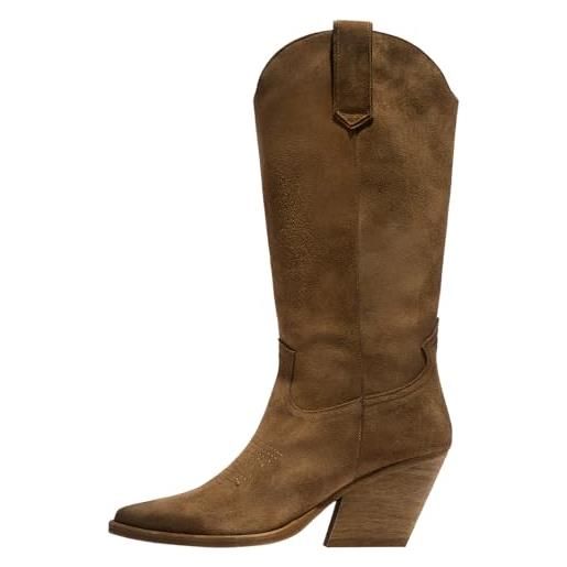 Fly London weda184fly, stivali western donna, tortora, 42 eu