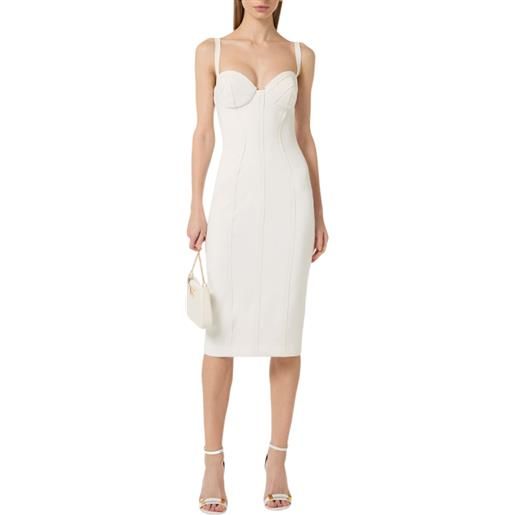 ELISABETTA FRANCHI abito in crepe leggero con tessuto a taglio vivo - ab91861e2 - nero