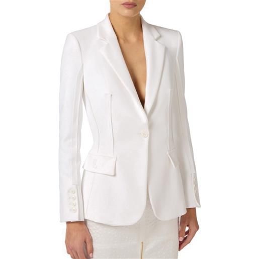 ELISABETTA FRANCHI giacca in doppio crepe stretch con motivi a taglio vivo - gi21661e2 - avorio