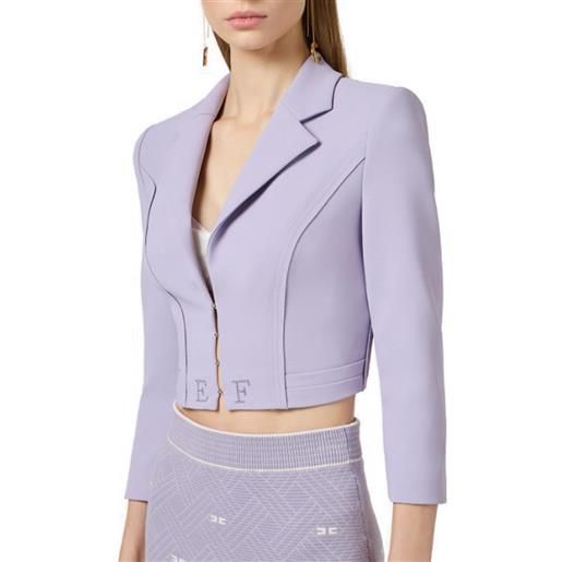 ELISABETTA FRANCHI giacca in doppio crepe stretch con motivi a taglio vivo - gi22261e2 - lilla
