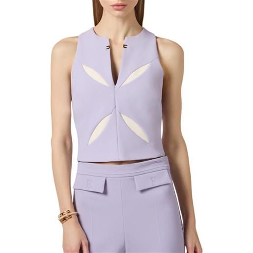 ELISABETTA FRANCHI top in crepe leggero con cut out bicolore - to04761e2 - lilla