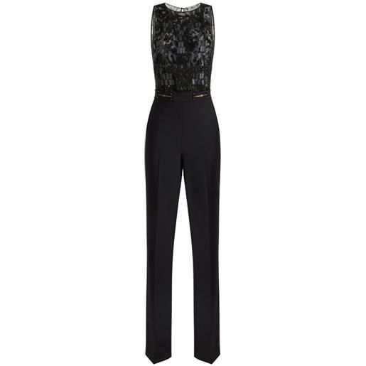 ELISABETTA FRANCHI tuta in crepe con ricami - tu06662e2 - nero