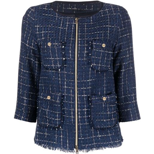 Herno giacca in tweed con zip - blu