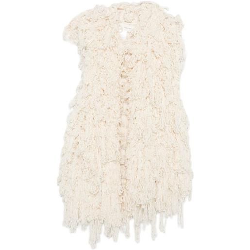 Isabel Benenato gilet con frange - toni neutri