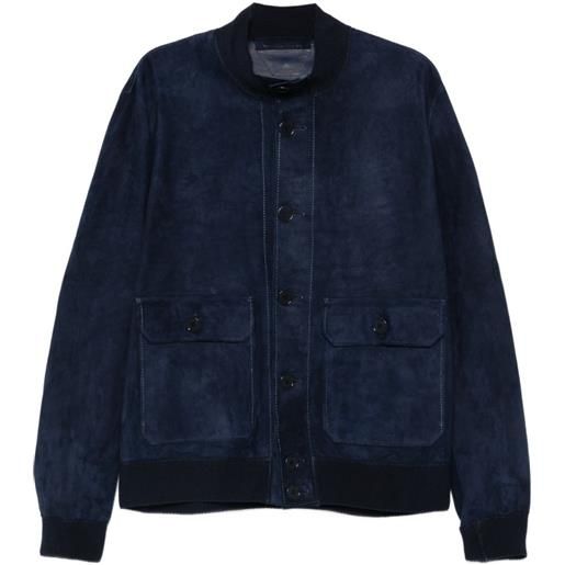 Salvatore Santoro giacca in pelle scamosciata - blu