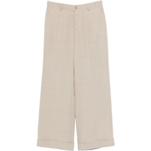 L.B.M. 1911 pantaloni a palazzo con risvolto - toni neutri