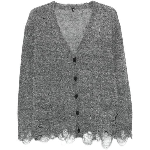 R13 cardigan con effetto vissuto e scollo a v - grigio