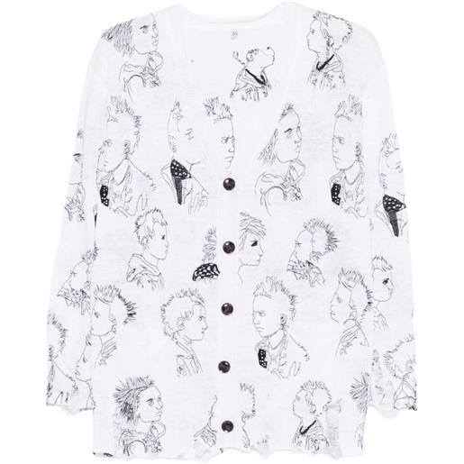 R13 cardigan con stampa - bianco