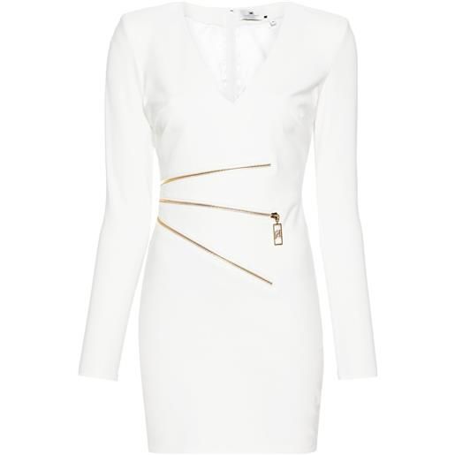 Elisabetta Franchi abito corto con zip - bianco