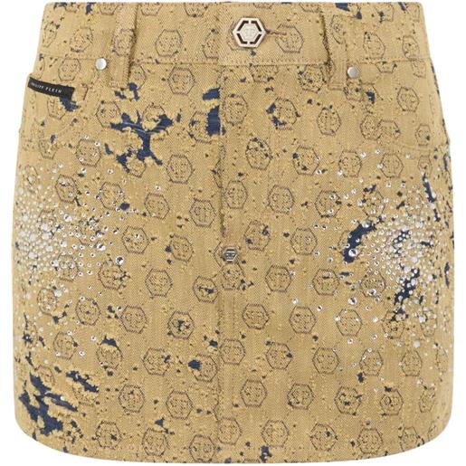 Philipp Plein minigonna jacquard - toni neutri