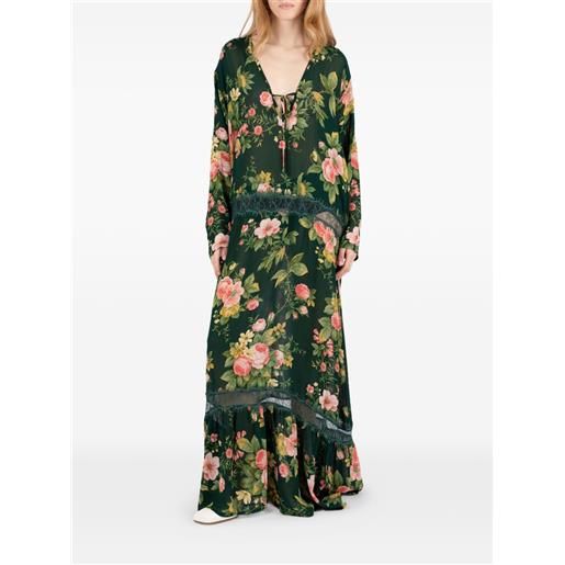 Société Anonyme abito lungo new romantic in pizzo a fiori - verde