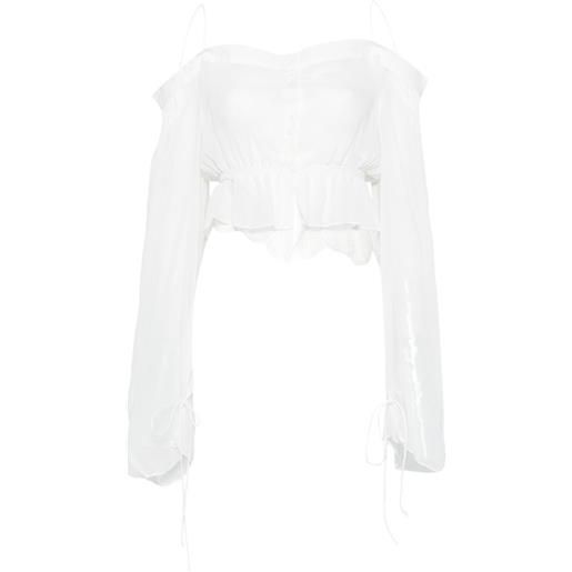 Isabel Benenato blusa con spalle scoperte - bianco