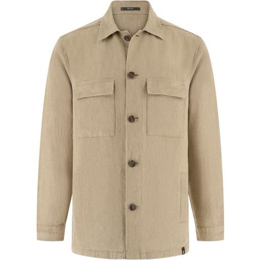 Boggi Milano giacca-camicia in lino con tasche applicate - toni neutri