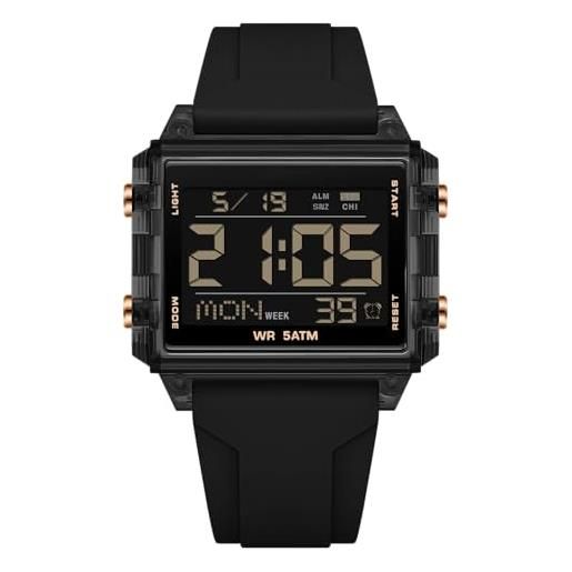 zolohoni Orologio da polso da uomo, con numeri extra grandi, impermeabile, digitale, per anziani, donne anziane, Bianco e nero., Digitale, movimento al quarzo