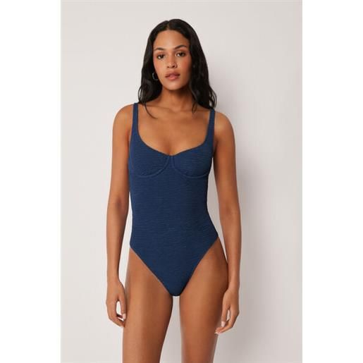 Calzedonia costume intero crinkle waves blu