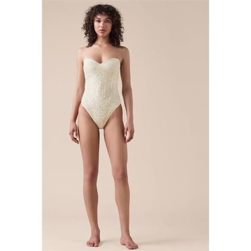 SHEKINI Elegante Bandeau Costumi da Bagno Donna Intero Un Pezzo Volants Gonna da Spiaggia Ruched Costume Intero Donna con Gonna(S, Nero