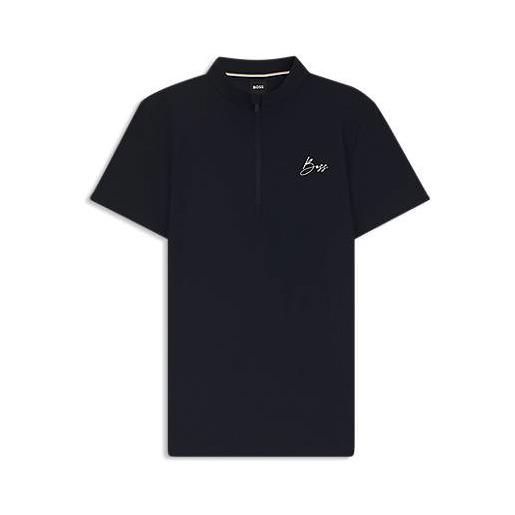 BOSS camicia da equitazione per l'allenamento con logo scritto a mano, blu scuro