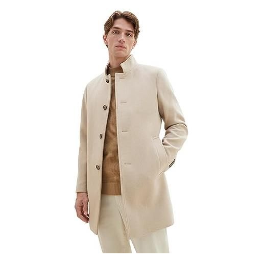 TOM TAILOR 1037337 cappotto in lana con colletto, 12628-paving stone, l uomo