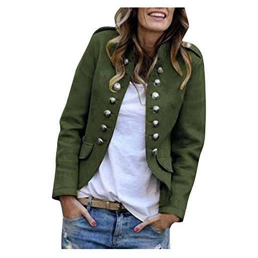 IQYU giacca da mezza stagione da donna, corta, calda: tweed blazer da donna, corta, autunno, inverno, caldo, giacca stretta, per il tempo libero, elegante e festivo, cardigan decorativo, bottoni anteriori, 