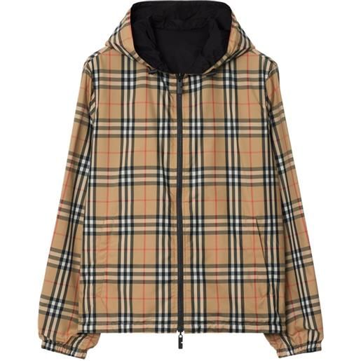 Burberry giacca reversibile check con cappuccio - toni neutri