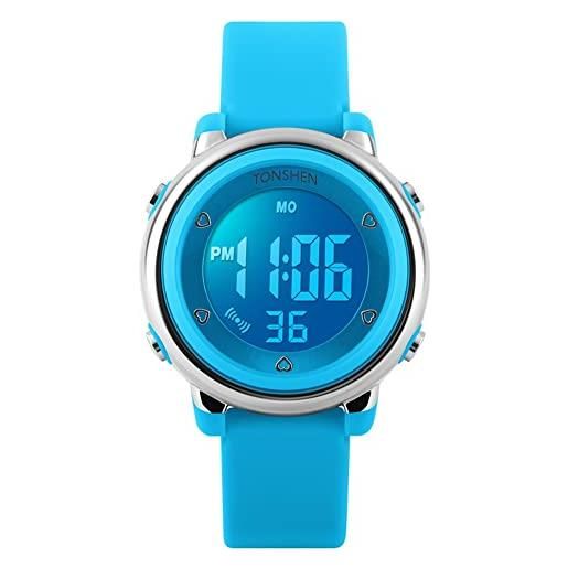 TONSHEN Orologio Digitale Sportivo – LED Retroilluminato – Impermeabile 50M – Cronografo E Allarme – Cinturino In Gomma – Cassa 35mm