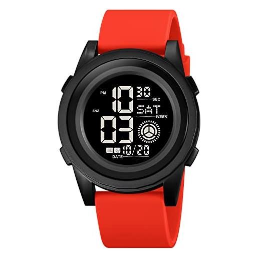 TONSHEN Orologio Digitale Sportivo 50M Impermeabile – LED, Cronografo, Allarme, Cinturino In Gomma, Cassa 35 Mm - 2