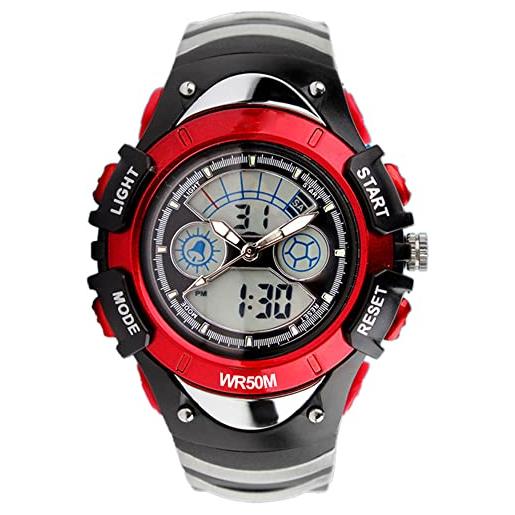 TONSHEN Ragazzo e Ragazza Sportivo Orologio Outdoor 50M Impermeabile LED Elettronico Allarme Cronometro Plastica Cassa e Gomma Cinturino Digitale Orologi da Polso (Blu