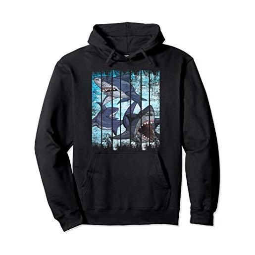 Squalo Maglietta mostro marino animale dell'oceano retro squalo felpa con cappuccio