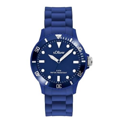 S.Oliver Orologio Uomo Al Quarzo – Design Sportivo, Cinturino In Silicone Nero, Cassa 44mm, Meccanismo Giapponese