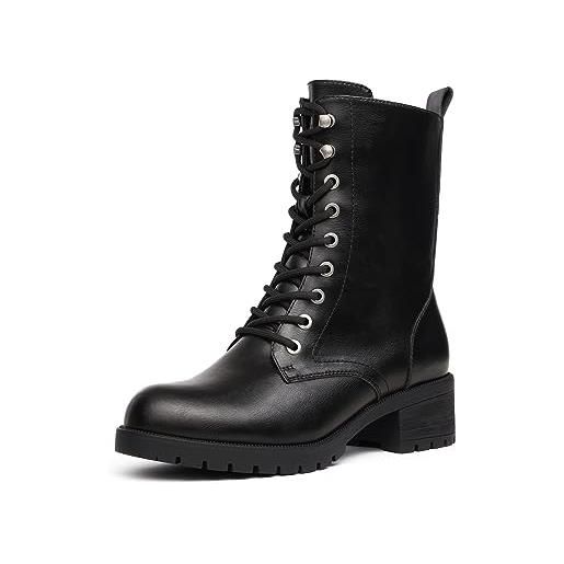 DREAM PAIRS Mocassini Donna Senza Lacci - Moda In Poliuretano Nero, Suola Comoda, Taglia 40.5 EU