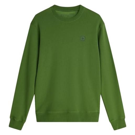 Scotch & Soda chest logo crewneck sweatshirt maglia di tuta, verde giardino 300, m uomo