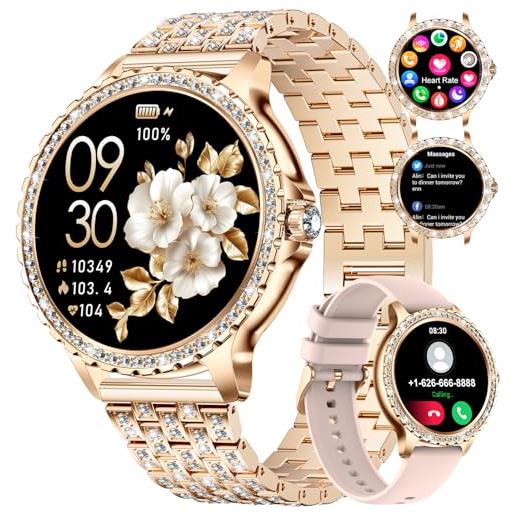 LIGE Orologio intelligente da Donna Bluetooth Chiamate Per Android iOS 100+ Sport 1.43 AMOLED Always-on Display Smartwatch Nero Acciaio Inossidabile Banda Smartwatch